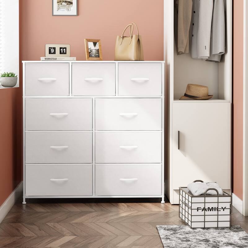 Home Extra Wide Closet Dresser Storage Tower Organizer Unit 9 Drawers
