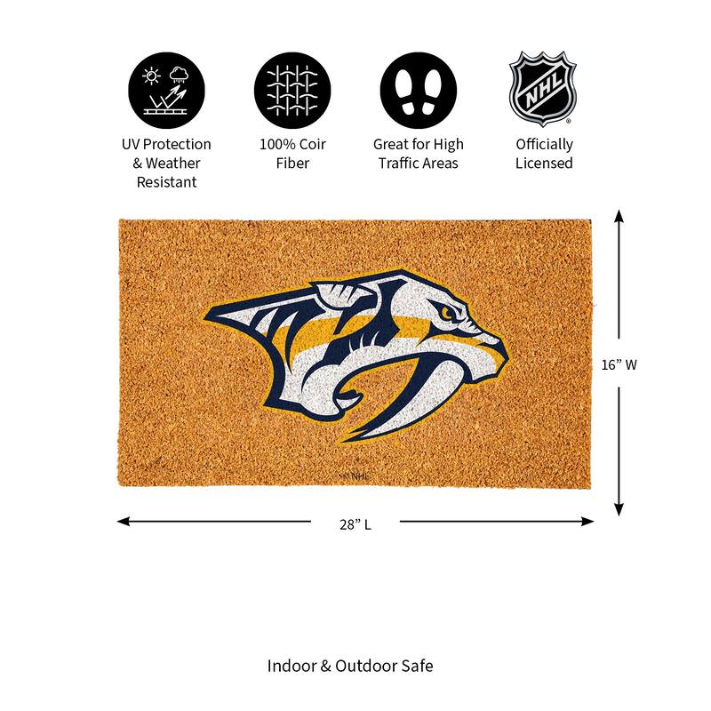 Coir Door Mat, 16"x 28", Nashville Predators - 28" x 16"