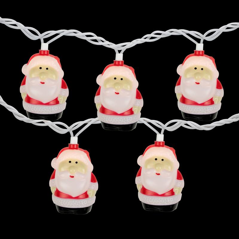 Santa Claus Christmas Light Set - Clear - 6' Green Wire - 10ct