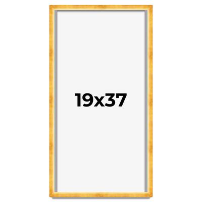 19x37 Shadow Box Frame Gold | 1.625 Inches Deep Real Wood Traditional
