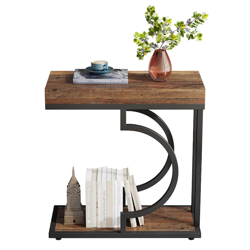 Narrow Side Table White Gold Side Table C Shaped End Table Modern Bedside Table Small Side Table for Couch Living Room