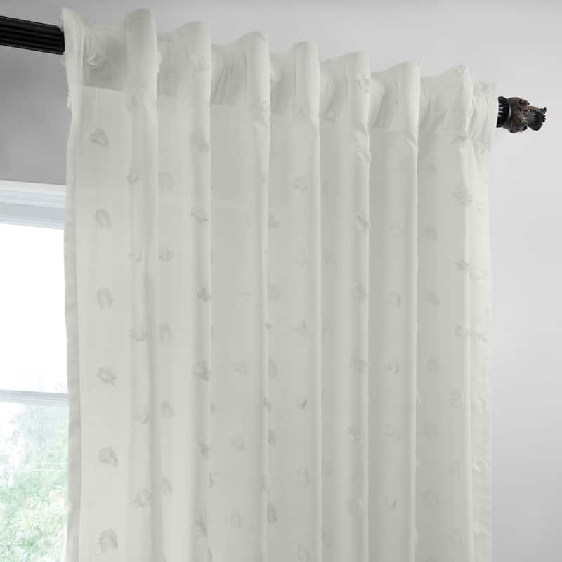 Exclusive Fabrics Geometric Cotton Craft Rod Pocket Sheer Curtains For Bedroom & Living Room Curtains Pair (2 Panels)