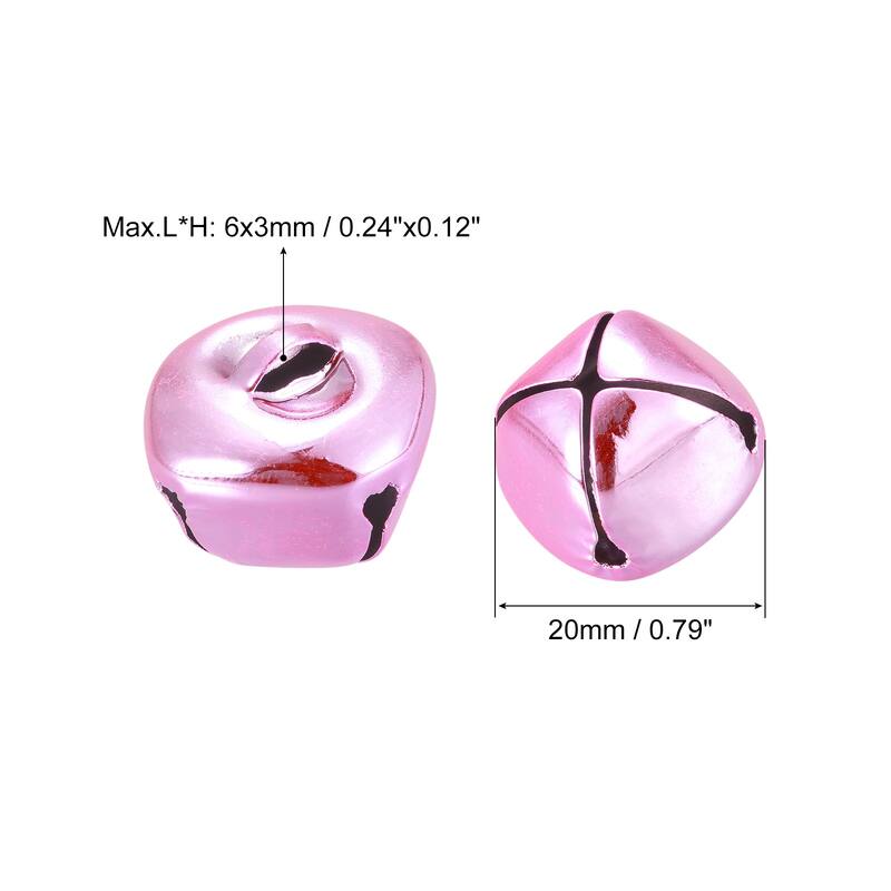 Jingle Bells, 10mm 120pcs Small Bells for Crafts DIY Christmas, Gold Tone - Pink - 20mm