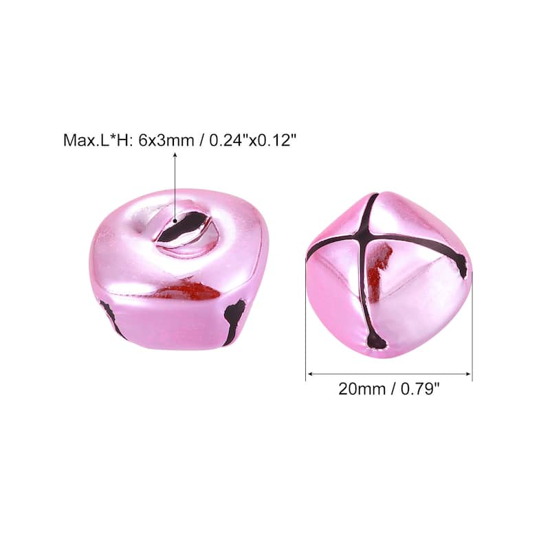 Jingle Bells, 20mm 12pcs Small Bells for Crafts DIY Christmas, Gold Tone - 20mmx20mm - Pink