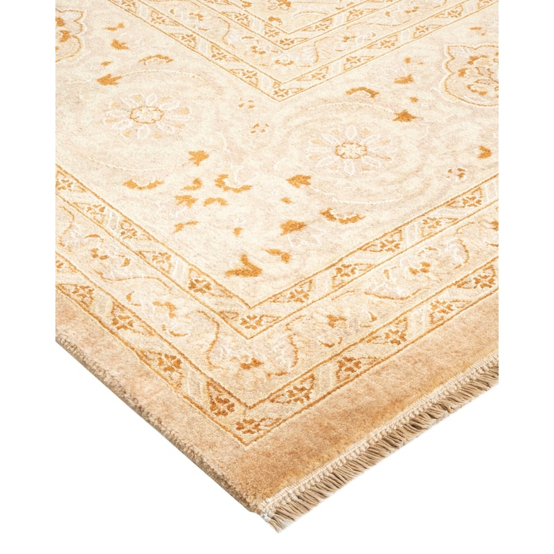 Overton Hand Knotted Wool Vintage Inspired Traditional Mogul Yellow Area Rug - 9 x 12