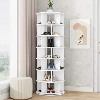 7-Tier Rotating Shoe Rack Tower with 5 Grids Per Layer