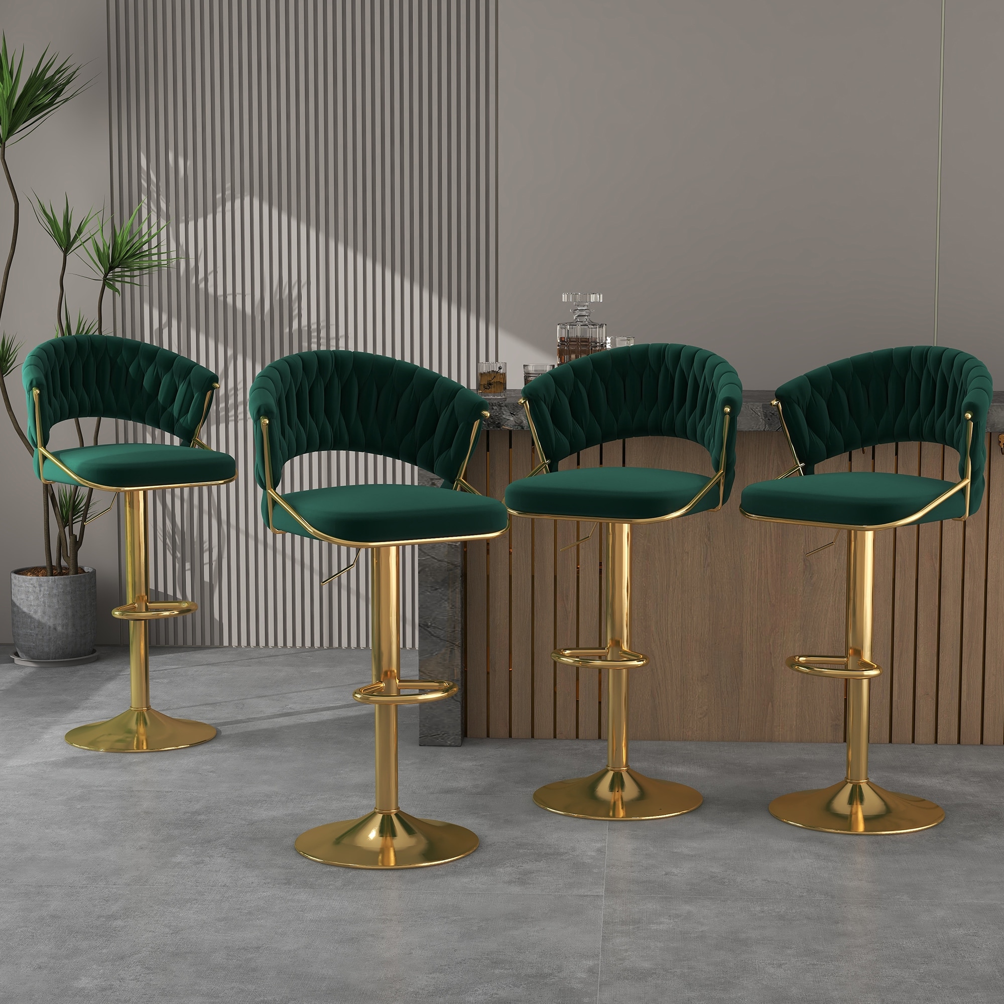 Modern Velvet Counter Bar Stools with Backs Set of 4 On Sale