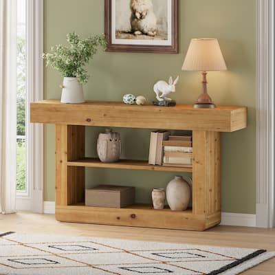 63'' 3-Tier Solid Wood Console Table for Entryway Living Room Hallway