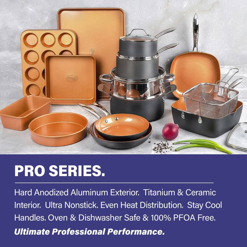 Gotham Steel Pro Hard Anodized 20 Piece Cookware and Bakeware Set Bed