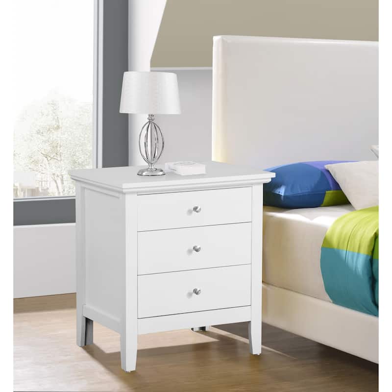 3 Drawer Nightstand, Bedroom, Table, and Table,White