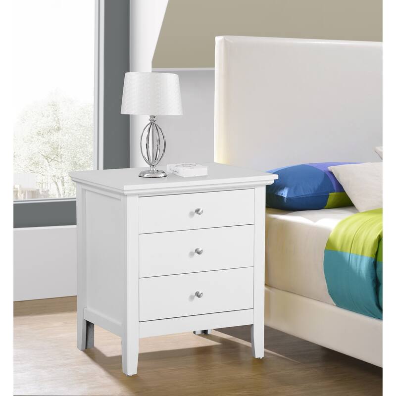 White Casual Nightstand with Sleek Finish and Minimalist Design - White