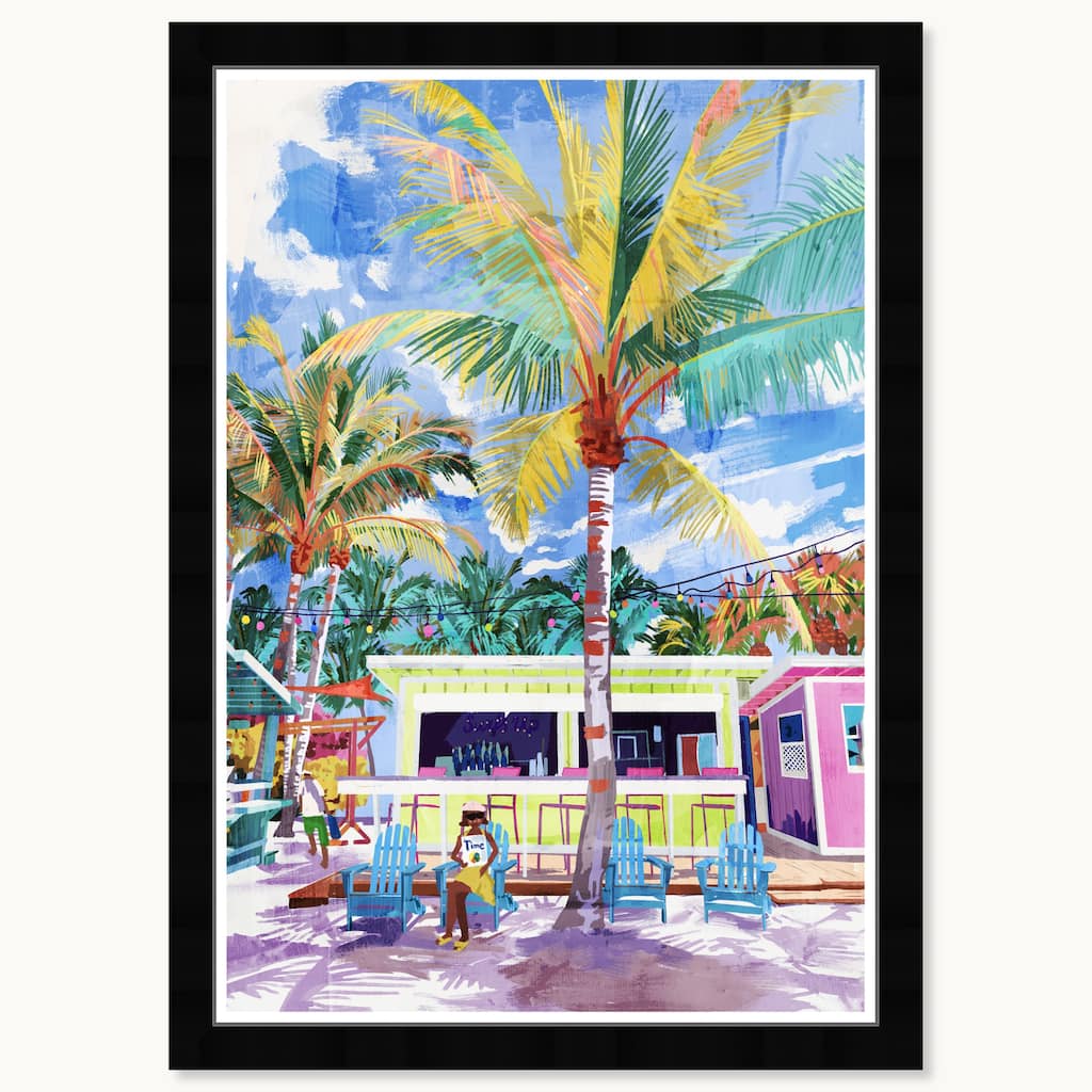 Wynwood Studio Coastal Shack Lounging Framed Beachfront Coastal Prints