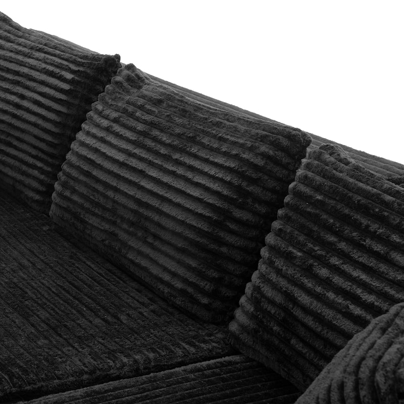 Black L-Shaped Compressed Foam Sofa – Ready-to-Use Sectional Couch with Chaise