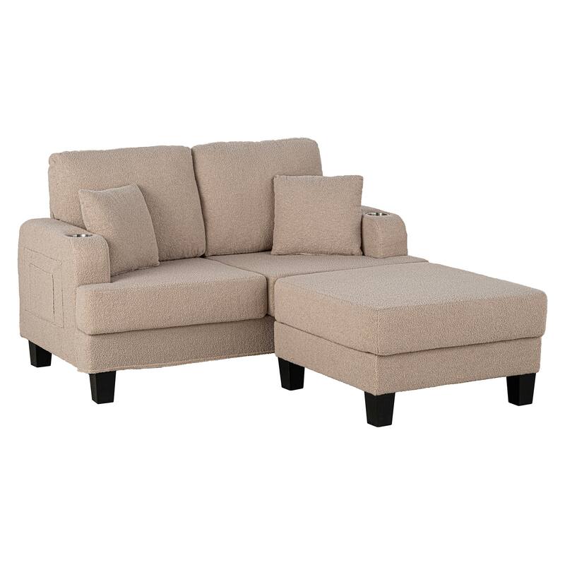 Modern Beige 3-piece Sectional Sofa Set with Loveseat and Storage Ottoman