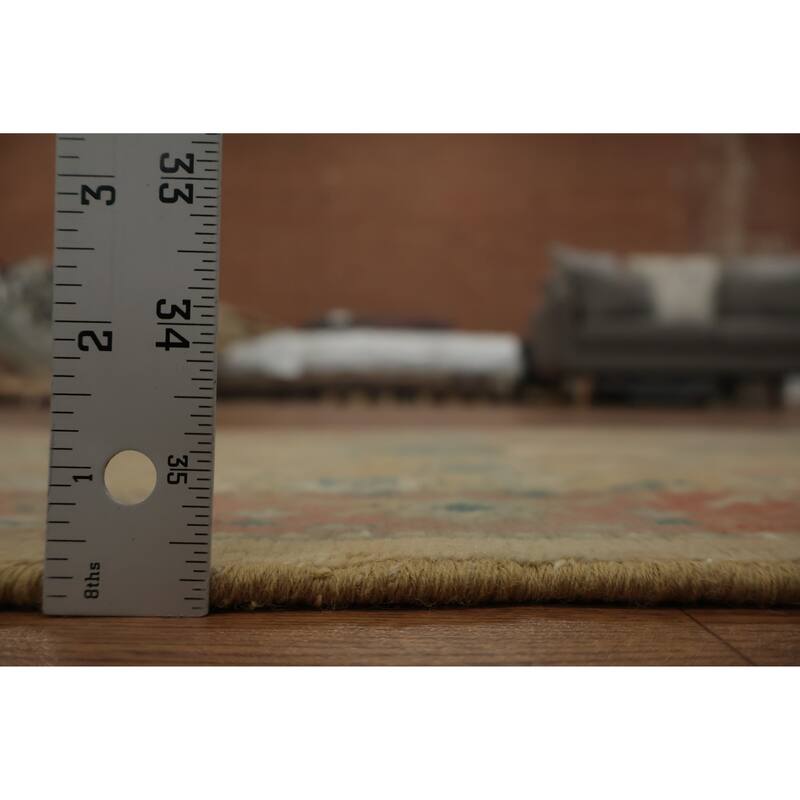 Hand Knotted Oriental 100% Wool Carpet Traditional All-Over Yellow & Gold Ziegler Area Rug - 3' 0'' X 1' 10''