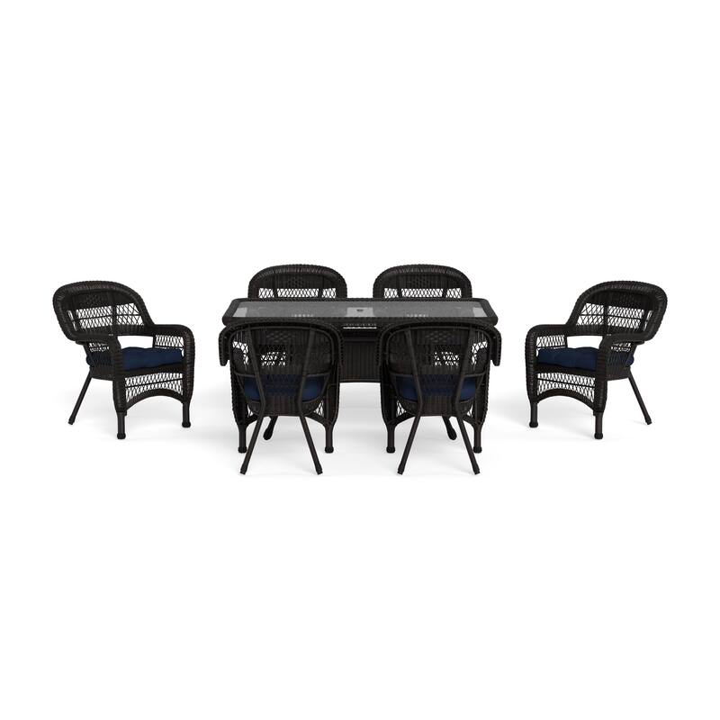 Portside Dark Roast Outdoor Wicker Dining Set (7-Piece)