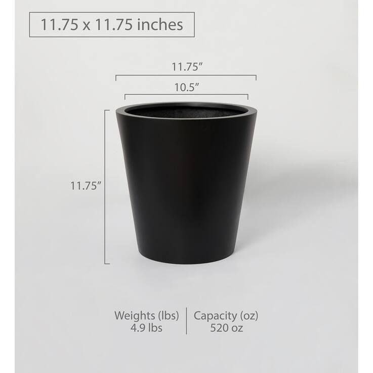 Indoor/Outdoor Large Minimalist Fiberstone Lightweight Cone Round Planter Pot - 19, 15, 11 in