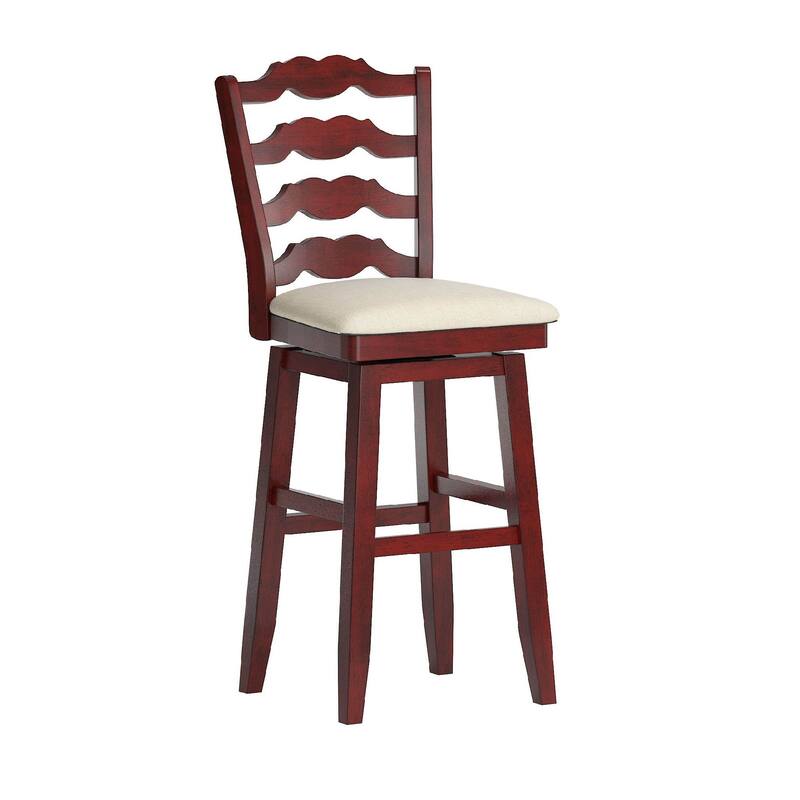 Eleanor French Ladder Back Swivel Stool by iNSPIRE Q Classic - Bar Height - Antique Berry Red