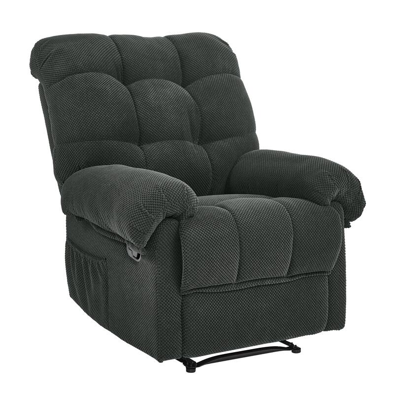 Recliner Chair, Overstuffed Armchair, Manual Recliner, Padded Footrest, Ergonomic Lounge Chair, Soft Fabric Recliner