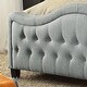 preview thumbnail 7 of 13, Moser Bay Olivia Linen Waved Top Upholstery Button-tufted Panel Bed with Tall Footboard
