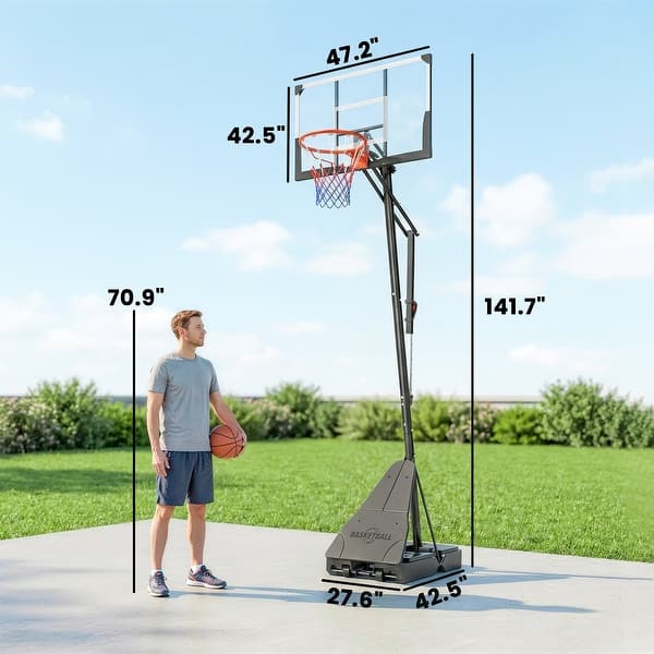 Soozier Basketball Hoop Outdoor Portable, 8-10ft Adjustable Basketball Goal