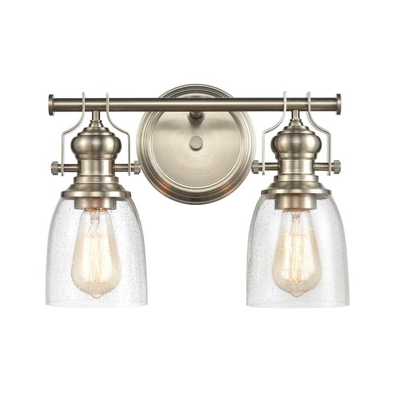 Elk Home Chadwick Satin Nickel With Seedy Glass 2 Light Vanity Light