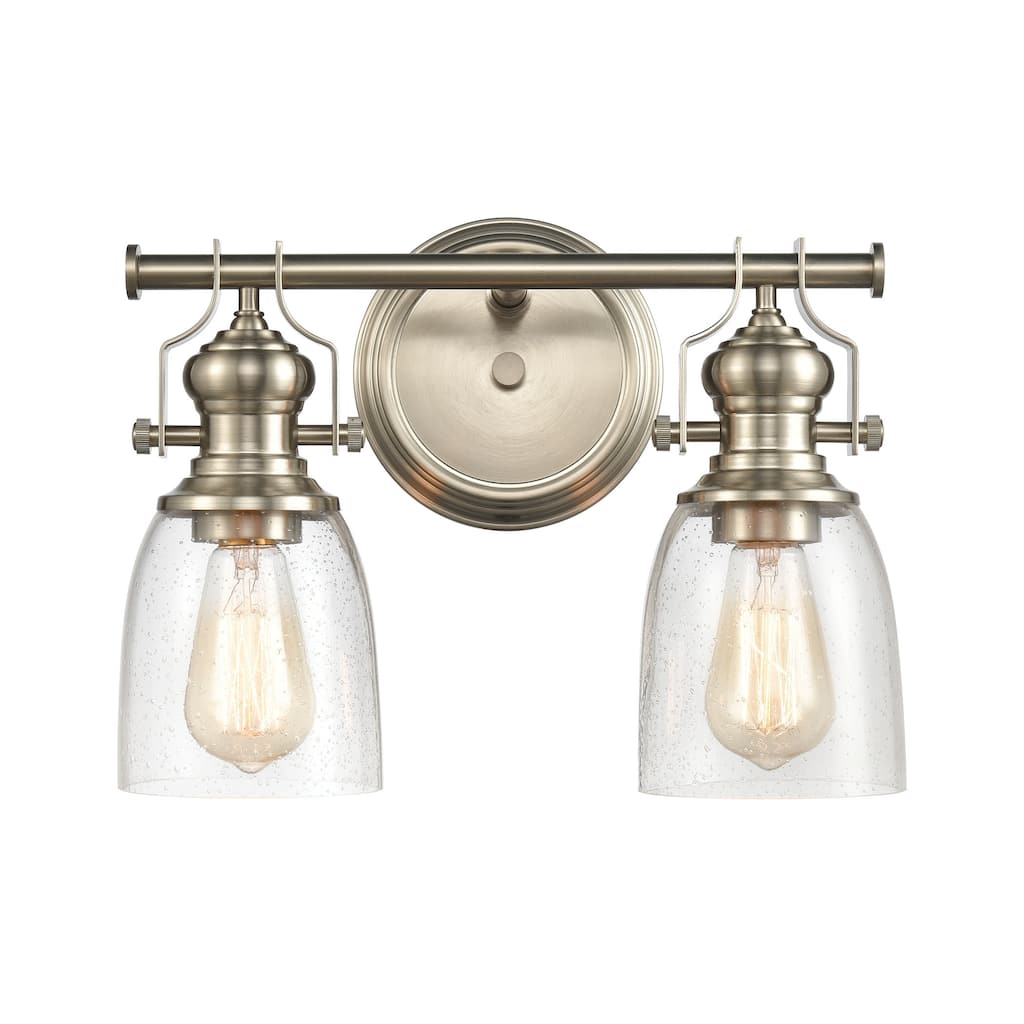 Elk Home Chadwick Satin Nickel With Seedy Glass 2 Light Vanity Light