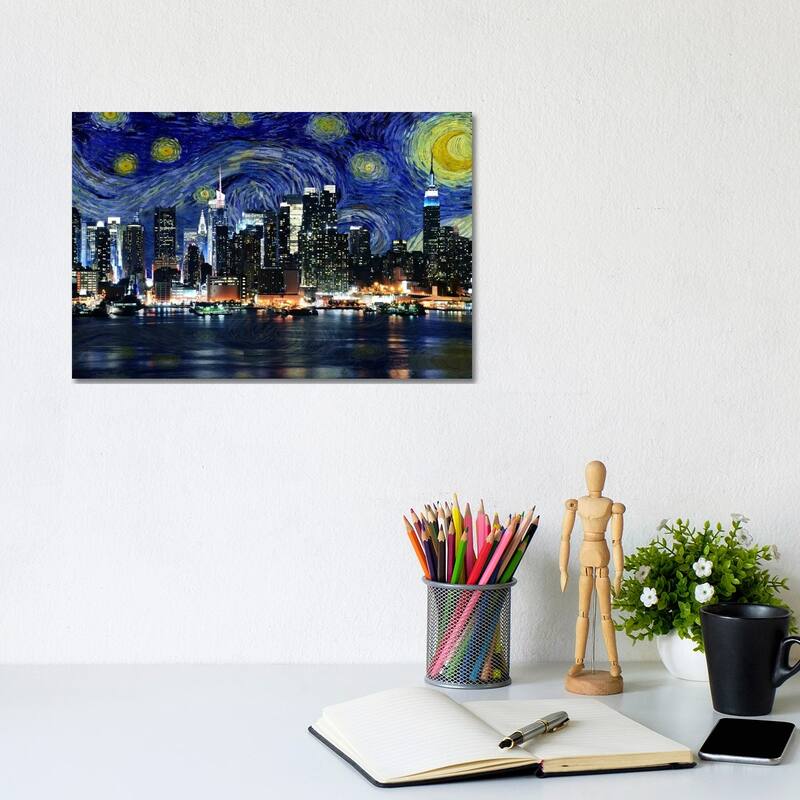 iCanvas "New York City, New York Starry Night Skyline" by 5by5collective Canvas Print - 8x12x0.75