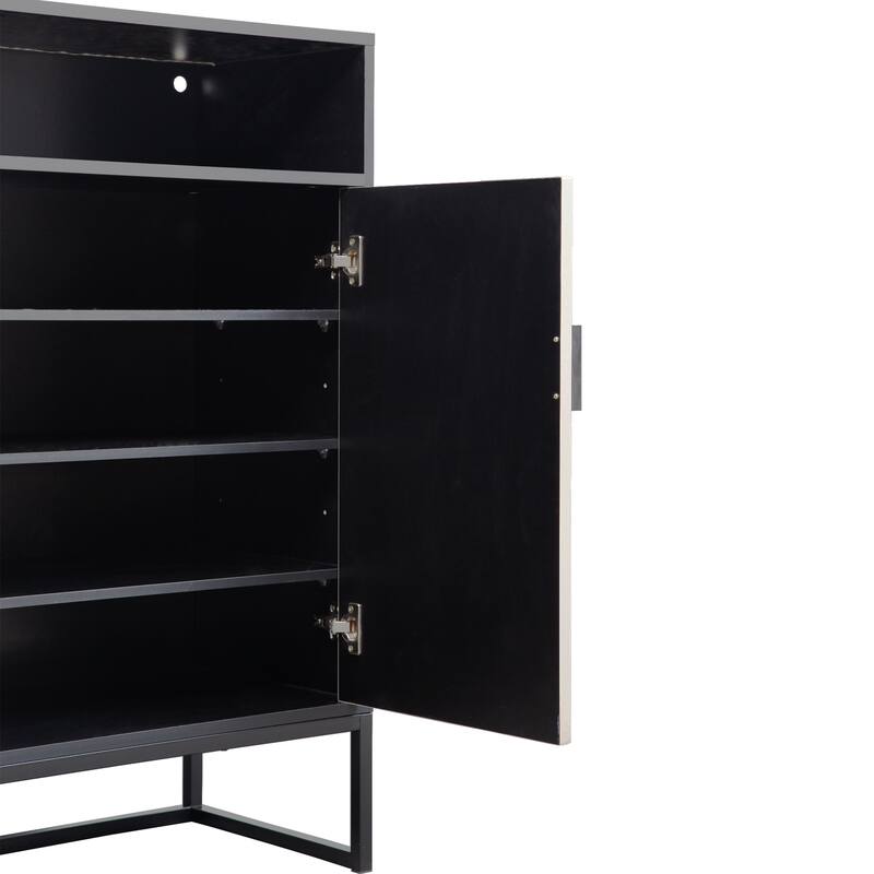 Modern 5-Tier Shoe Organizer Rack Cabinet with Sensor Night Light and Open Shelves for Hallway, Entryway or Mudroom Storage