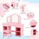 preview thumbnail 13 of 11, GIMMYFIVE Princess Makeup Desk & Chair Set Withtouch Light Detachable Tri-Folding Mirror