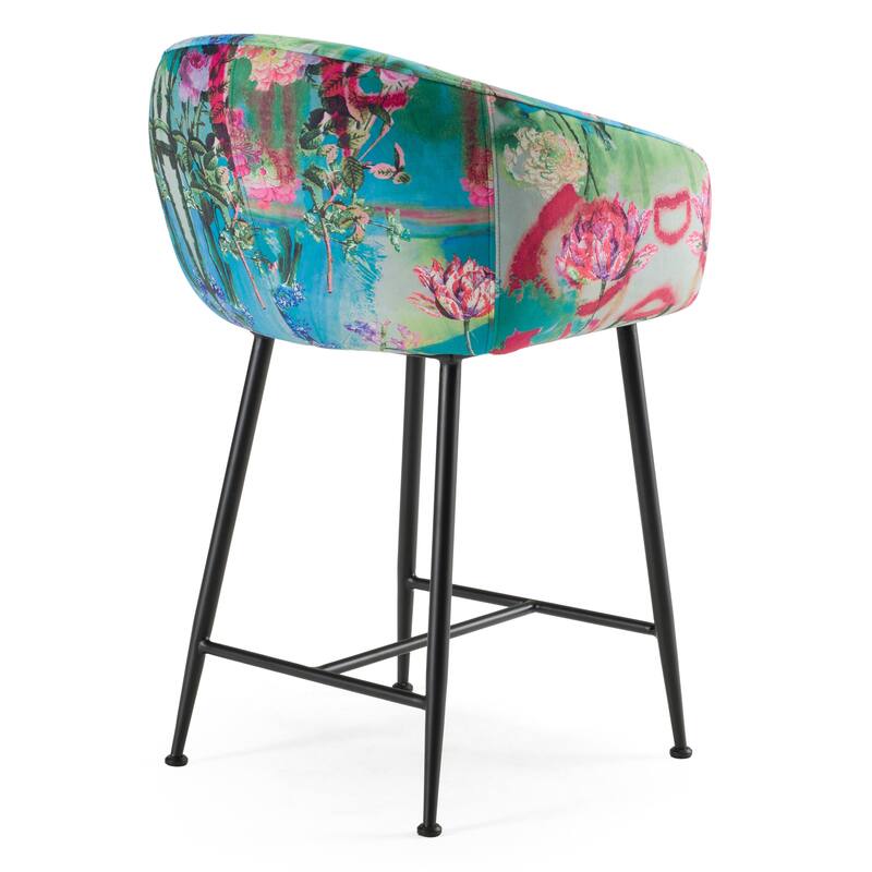 Modrest Roxann Modern Counter Stool in Funky Velvet