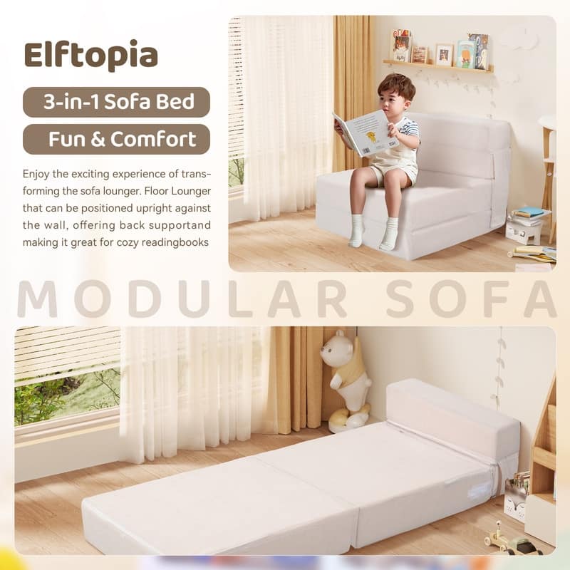 DoCred Kids Folding Sofa, Convertible Floor Mattress, Bed, Play Couch