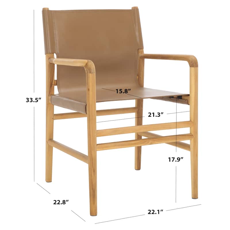 SAFAVIEH Couture Cassaphina Solid Wood Arm Chair, Fully Assembled - 22"W x 23"D x 34"H