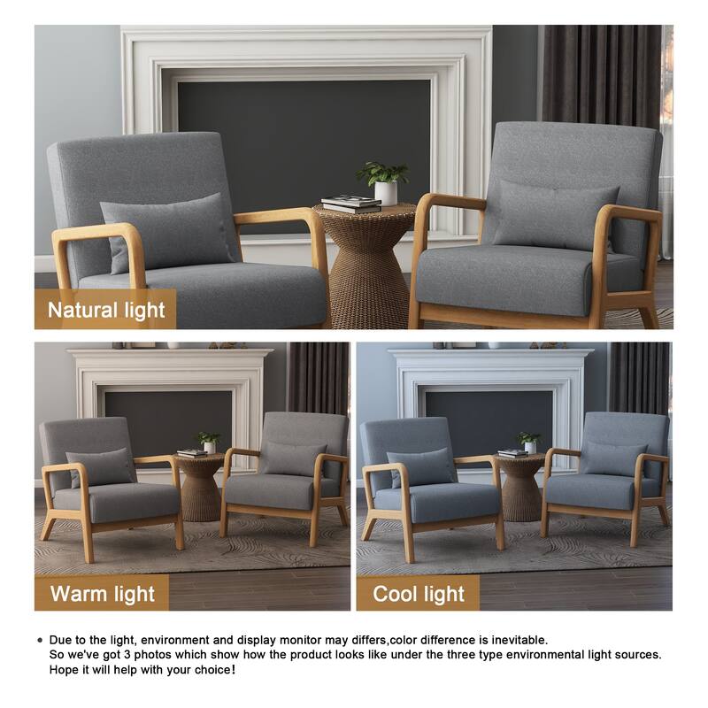 Upholstered Armchair Leisure Chair Accent Chairs Set of 2 with Pillow