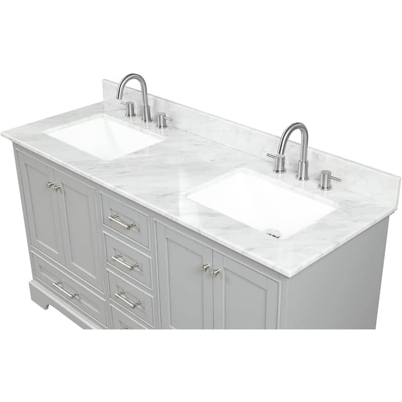 Blossom Copenhagen 60" Double Sink Solid Wood Vanity with Marble Top