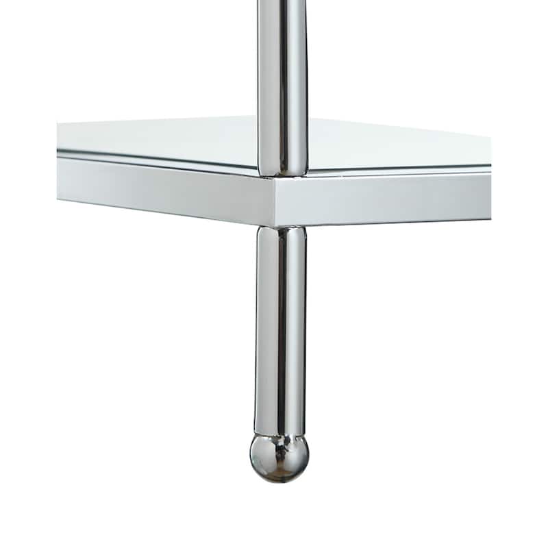 Round End Table 3 Tier Chrome Glass Display Table Living Room Accent Furniture 24"H - 18