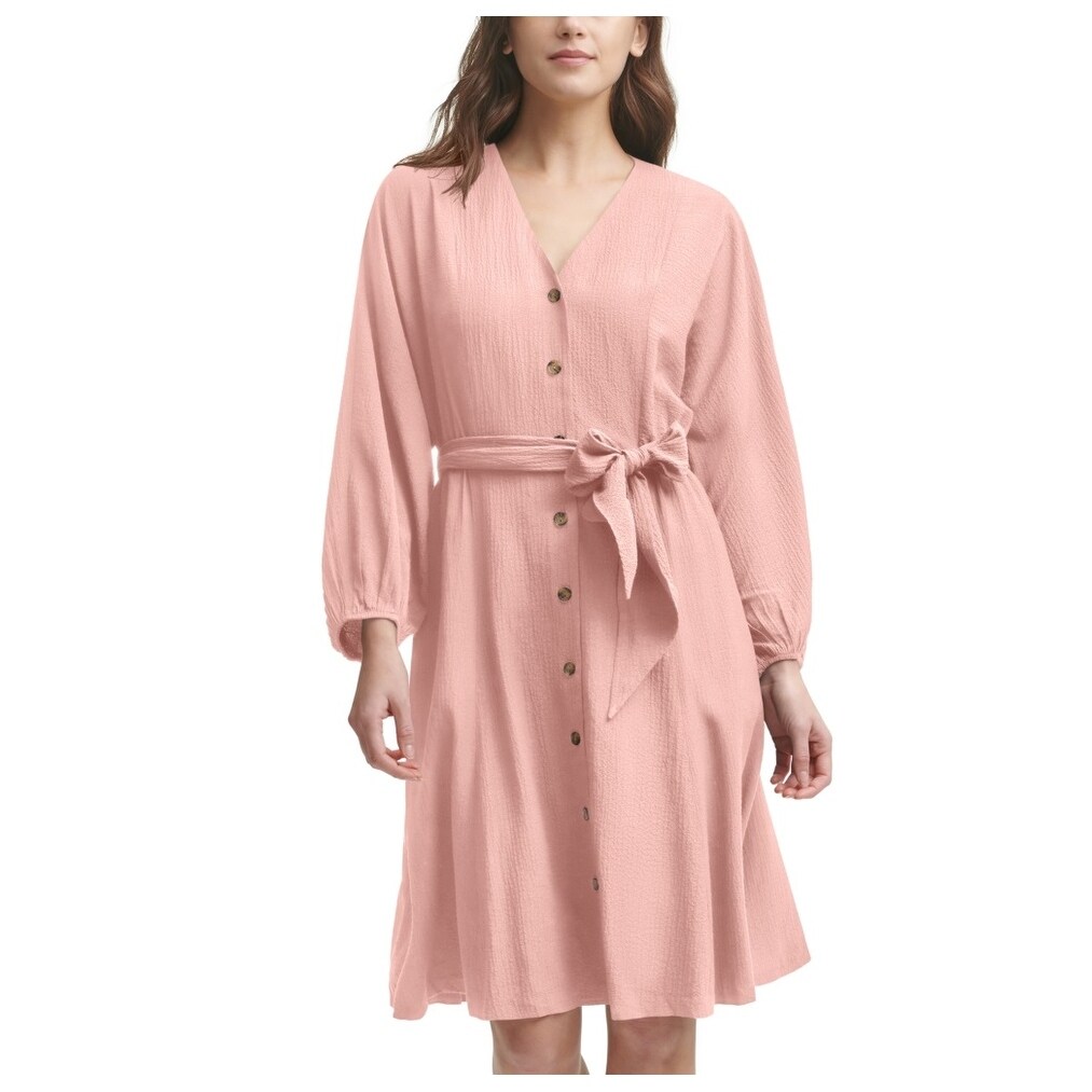 Calvin Klein Women's Belted A Line Dress Orange Size 8 - Bed Bath & Beyond  - 40632813