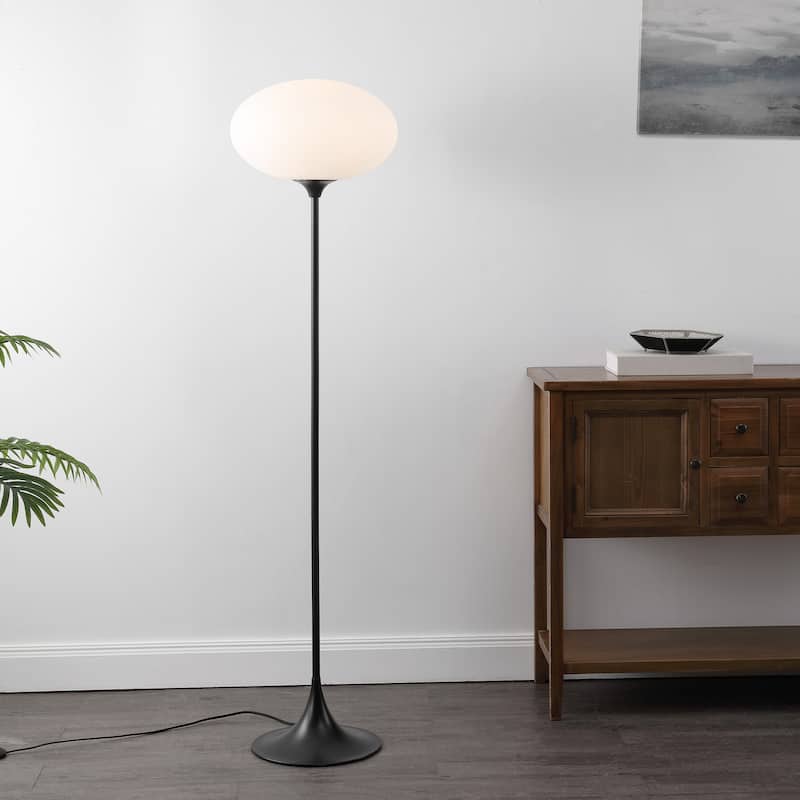 SAFAVIEH Nomi 63-inch Black Metal & Glass Floor Lamp - 16"W x 16"D x 63"H