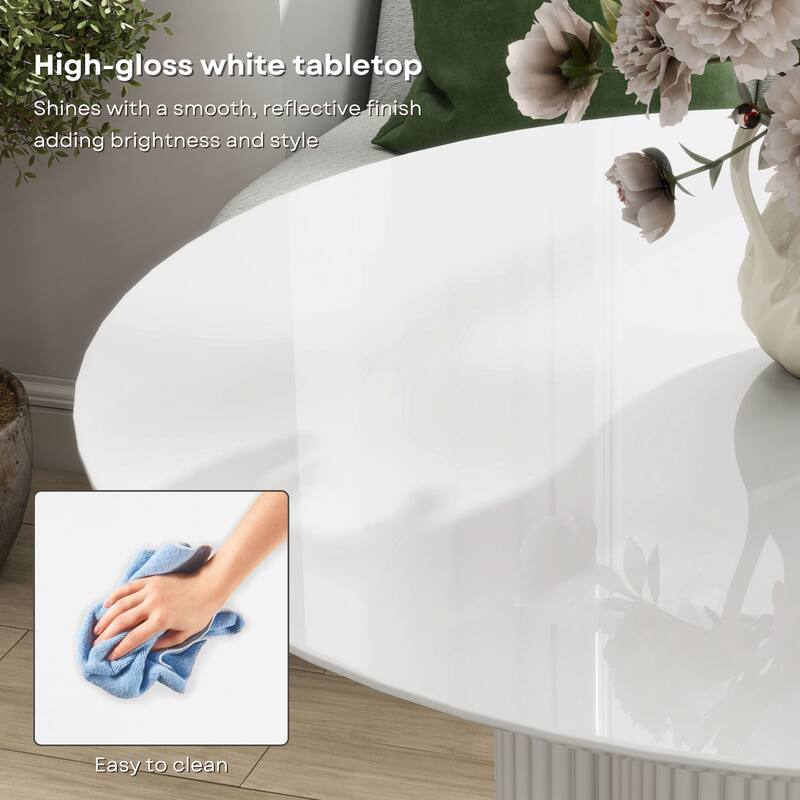 Furniture of America Astra Modern Wood Round Dining Table with Fluted Base