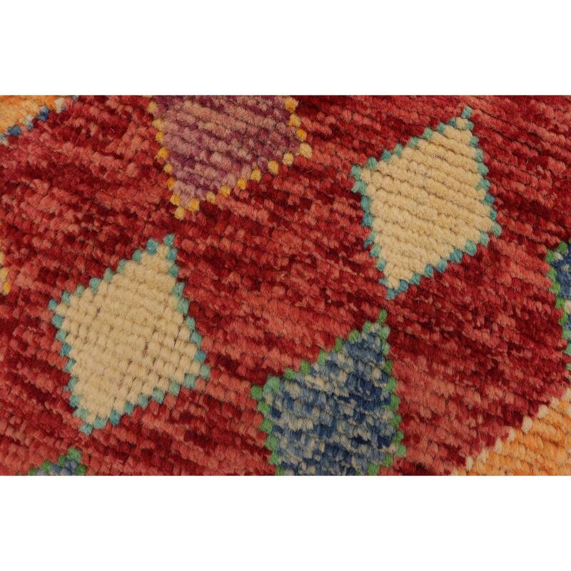 Shabby Chic Balochi Pruitt Red/Blue Hand Knotted Wool Rug - 3'3'' x 5'0''