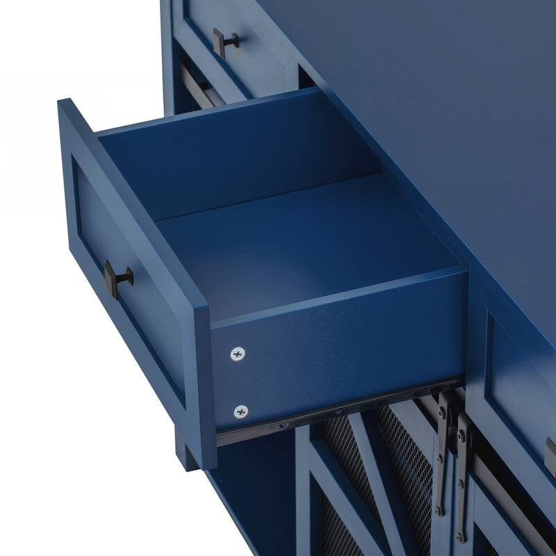 Sliding Barn Door Sideboard Buffet Cabinet with 3 Drawers, Adjustable Shelves