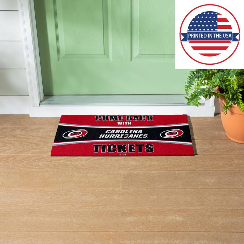 Calgary Flames 28 in. x 16 in. PVC "Come Back With Tickets" Trapper Door Mat