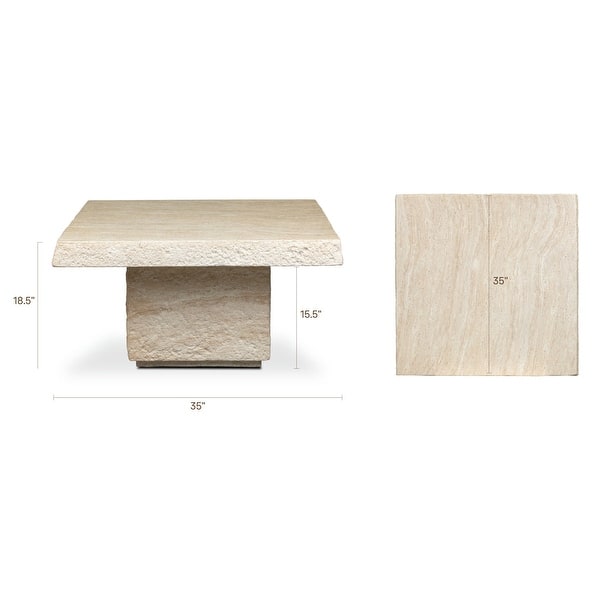 dimension image slide 1 of 2, Poly & Bark Stilo Slab Top Concrete Coffee Table with Marble and Stone Finish