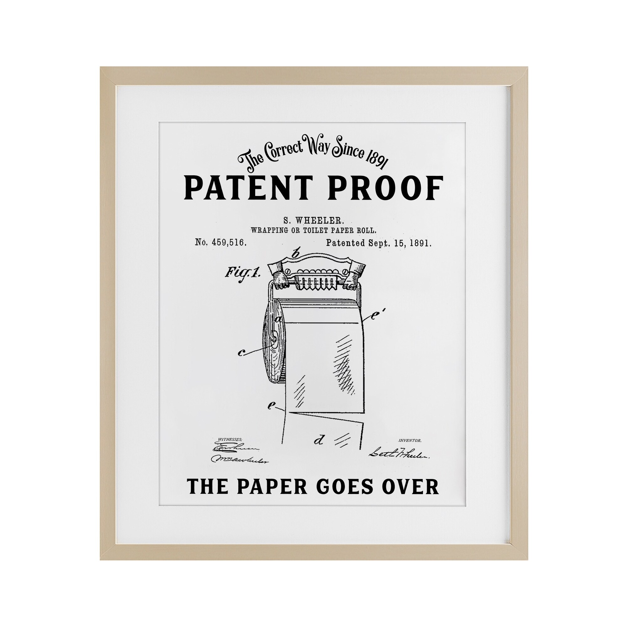 Stupell Toilet Paper Goes Over Under Glass Framed Design By Lettered and Lined