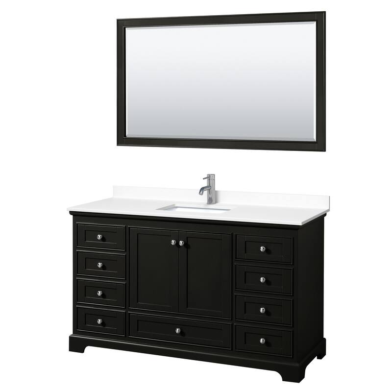 Wyndham Collection Deborah 60" Free Standing Single Basin Vanity Set - Dark Espresso / White Cultured Marble Top /