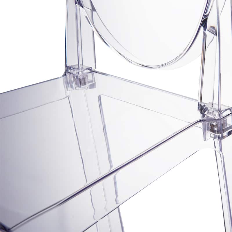 Set of 2 Clear Modern 30" Seat Bar Stool Counter Height With Back Plastic Chairs For Home Restaurant Office