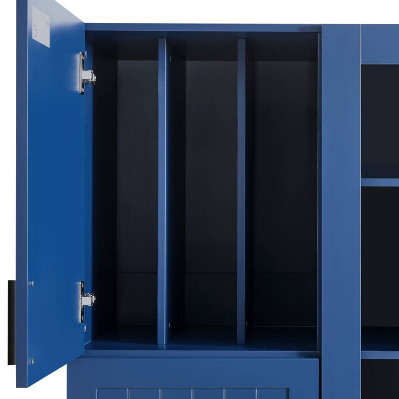 53" Modern Kitchen Pantry Cabinet with 6 Doors, Pull-Out Trays & Wine Rack