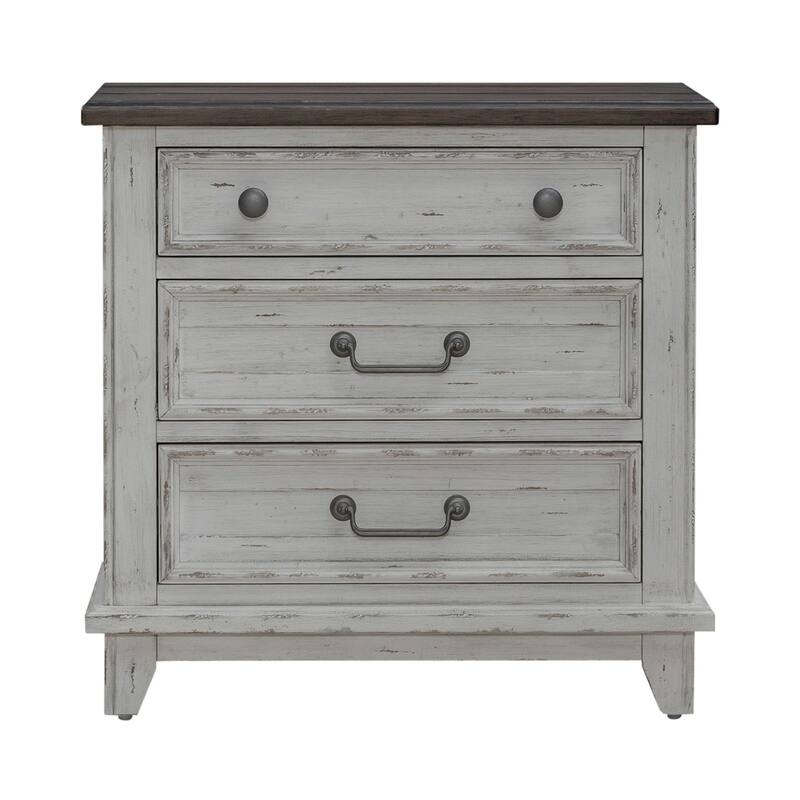 River Place Riverstone White & Tobacco Nightstand with Charging Station