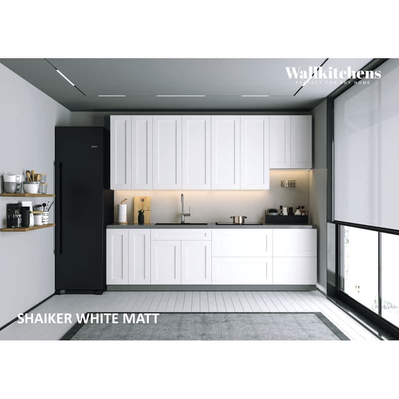 Kitchen Contemporary Collection White Matte Color Base Size 9.5Ft Wide - 114x24