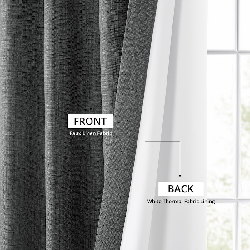 Exclusive Fabrics Italian Faux Linen Room Darkening Curtains for Bedroom & Living Room Curtains - Single Panel Window Curtains
